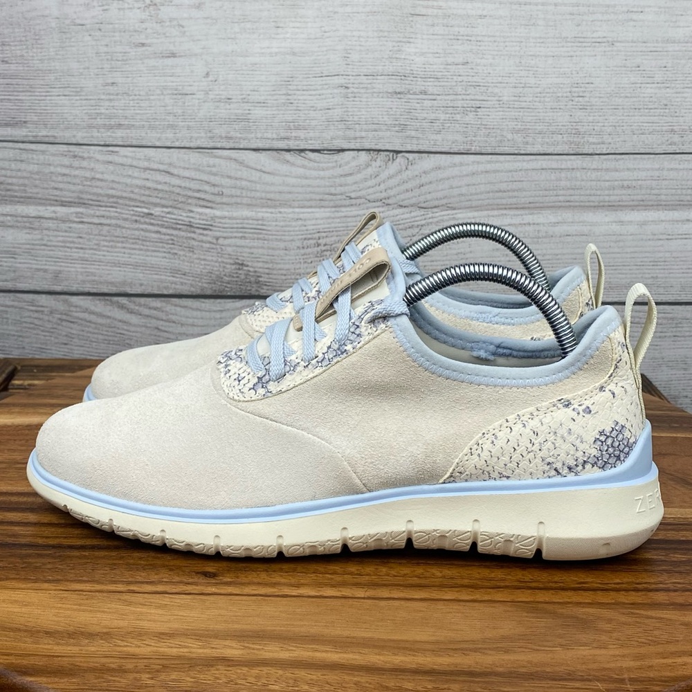 NEW Cole Haan ZEROGRAND Generation Sneaker Ivory Suede Snake Print W17988 Sz 10